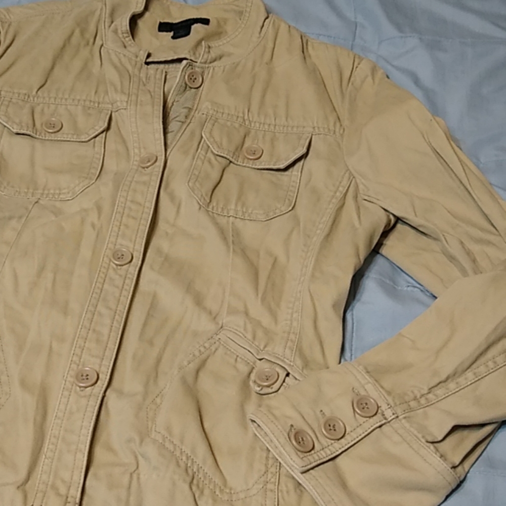 Express Tan Jacket Four Pockets Button Up Medium - image 2